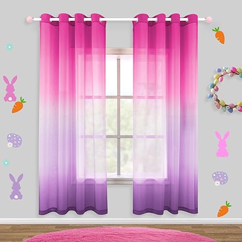 Miniatura 19 de KOUFALL Cortinas de Navidad de 63 pulgadas de largo, cortinas de ventana de Navidad rojas y verdes, transparentes para sala de estar, juego de 2