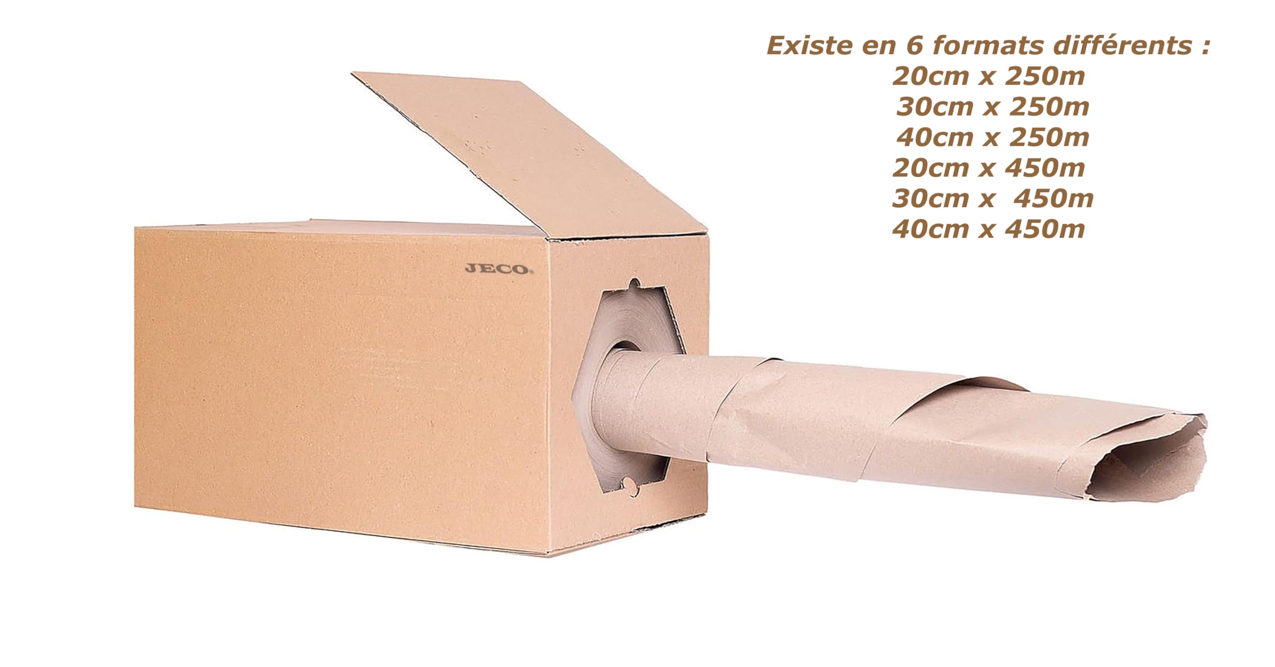 Jeco Lot de 2 rouleaux papier kraft froissé 20cm x 250m bourrage calage protection colis écologique recyclé