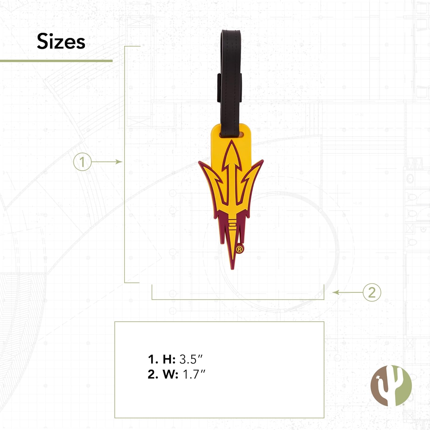 Desert Cactus Arizona State University Luggage Tag ASU Sun Devils Durable PVC Travel ID Label for Bags and Backpacks (Design A) (Pack of 2)