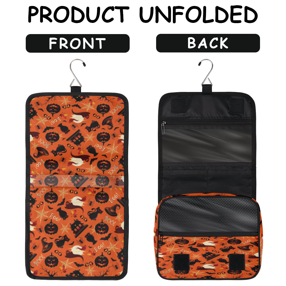 Halloween wzór podróżna kosmetyczka Halloween wzory torba na pranie torebka unisex wiszące przybory toaletowe kosmetyczka organizer do makijażu, wielobarwny, Jeden rozmiar