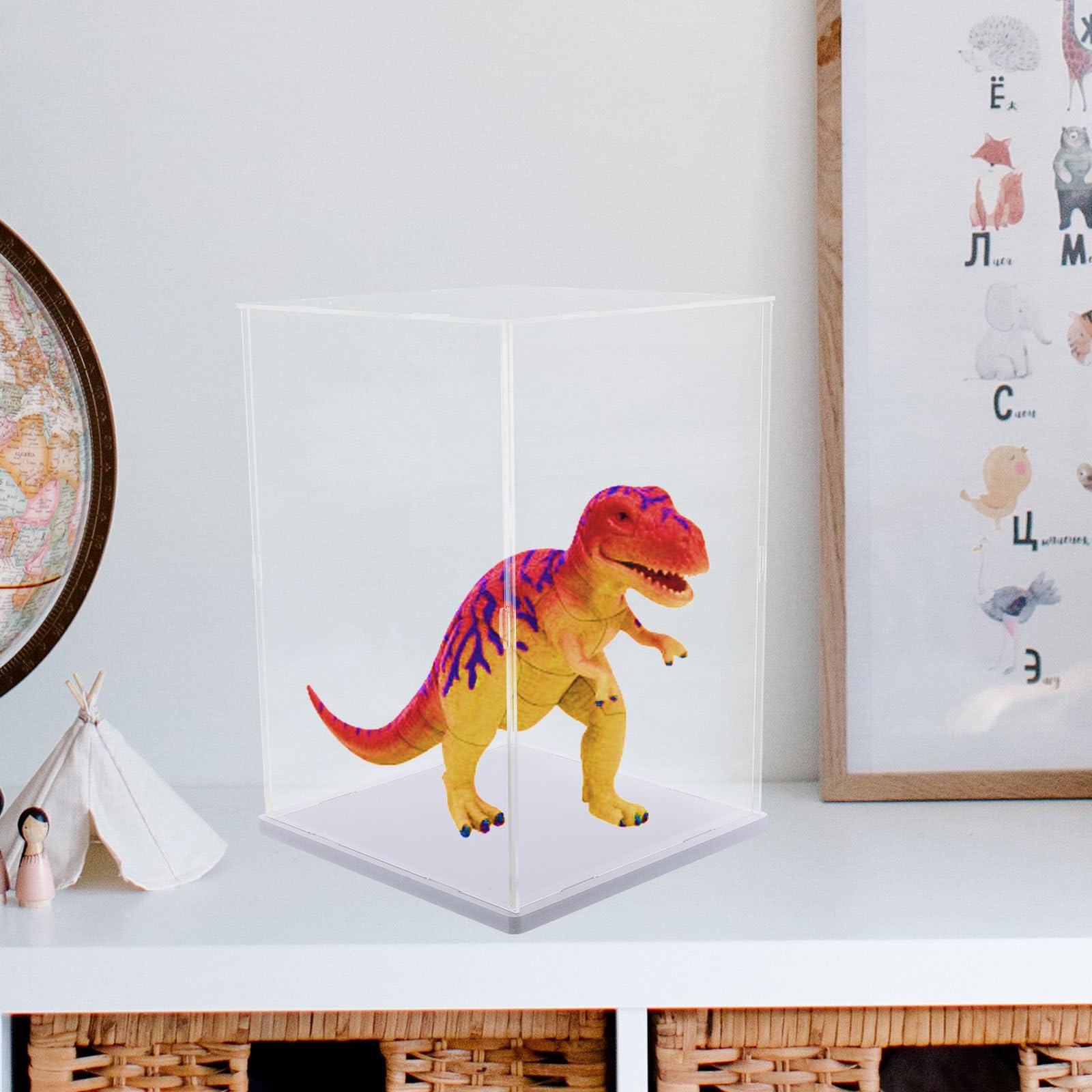 KOMBIUDA Acryl Vitrine 20x20x30cm Transparent mit Sockel Displaybox für Sammlerstücke und Figuren Staubdichte Aufbewahrung für Zuhause und Ausstellung