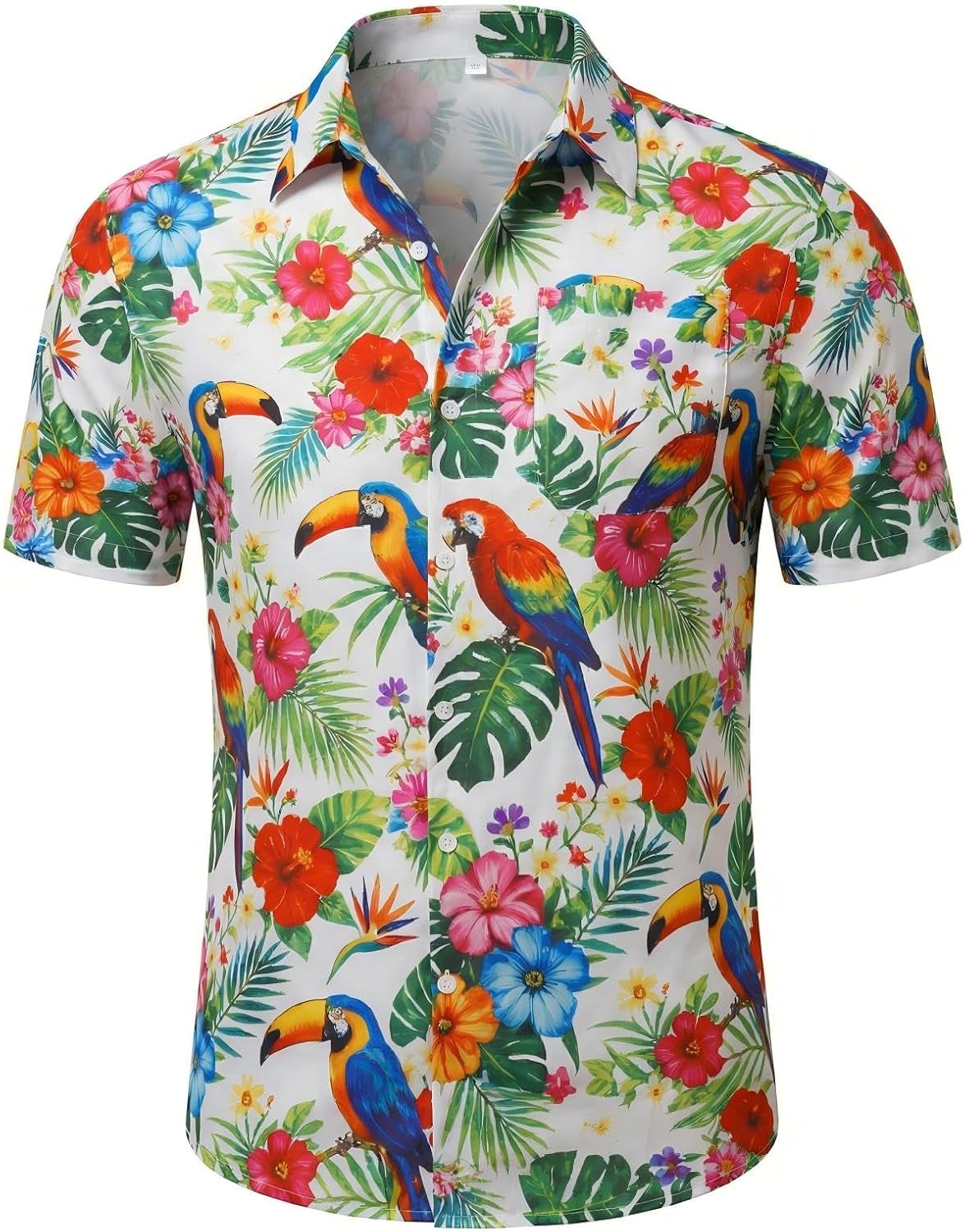 Hawaiian Shirt for Men Tropical Beach Shirts Vacation Short Sleeve Button Down Shirt with Pockets