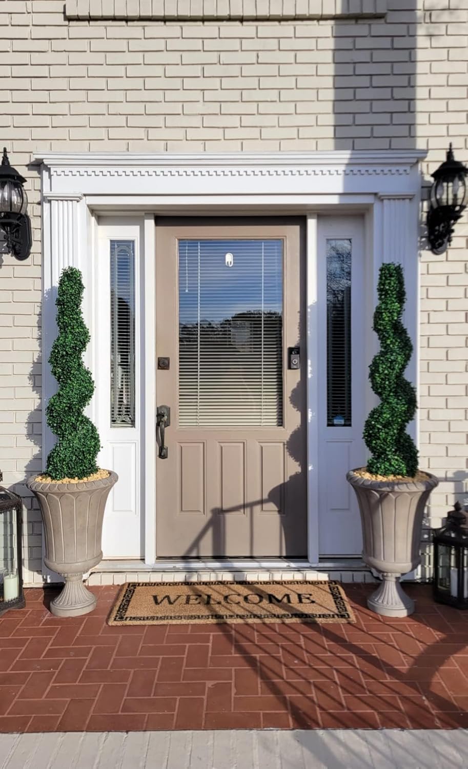 ALL SEASON GREEN 4' Spiral Boxwood Topiary Trees Artificial Outdoor Plants in Plastic Pot Front Porch Plants Set of 2