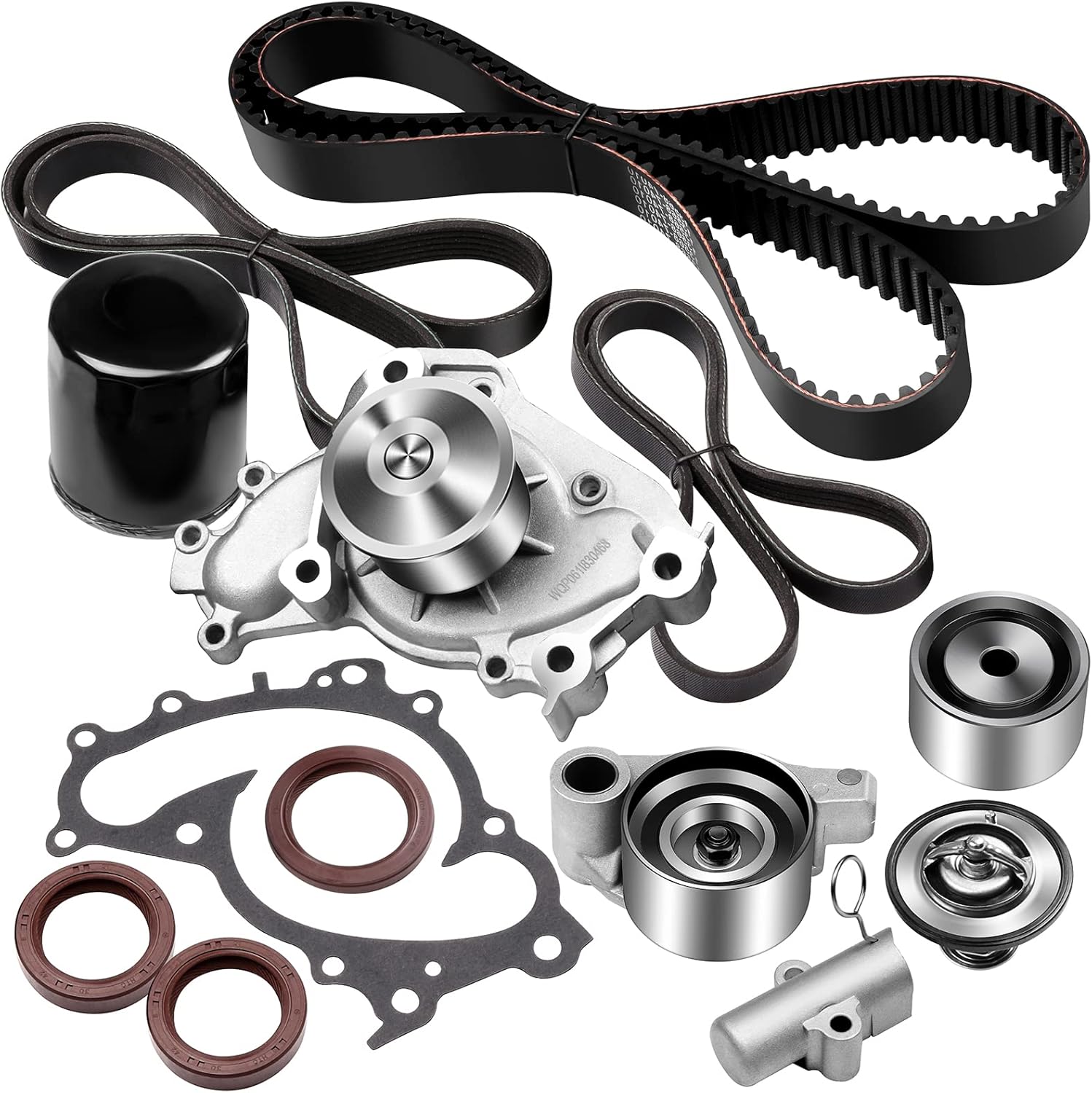 SCITOO 13505-20030,13568-09080 Timing Belt Kit 2004-2006 for Lexus ES330 3.3L,2004-2006 for Toyota Camry 3.3L,2008-2010 for Toyota for Highlander 3.5L,2004-2006 for Toyota for Sienna 3.3L