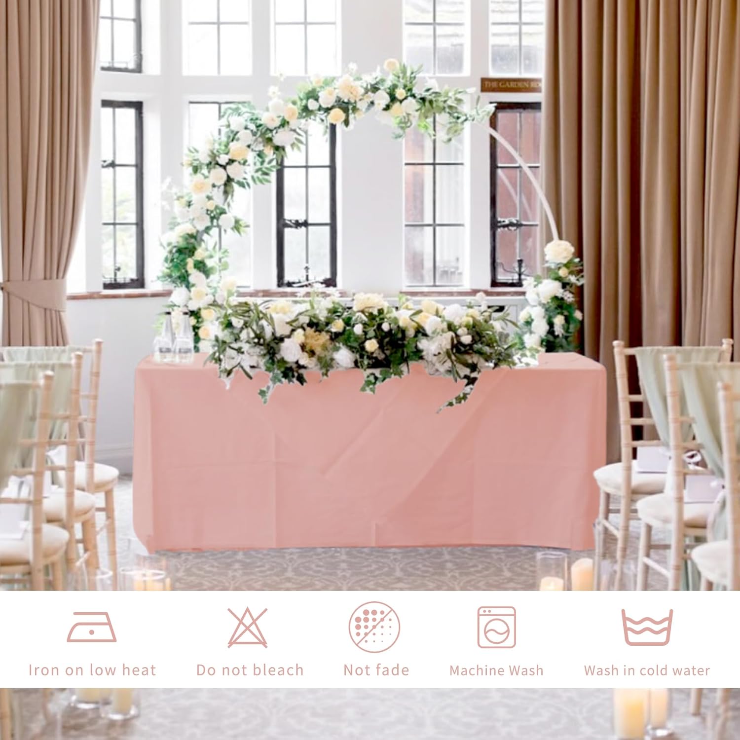 4 Pack Fitted Table Covers for 6 Foot Tables - 72 x 30 Inch Rectangle Table Cloth for Folding Tables Polyester Table Cover for Trade Show, Craft Show, Parties, Birthday, Banquet (Dusty Rose)