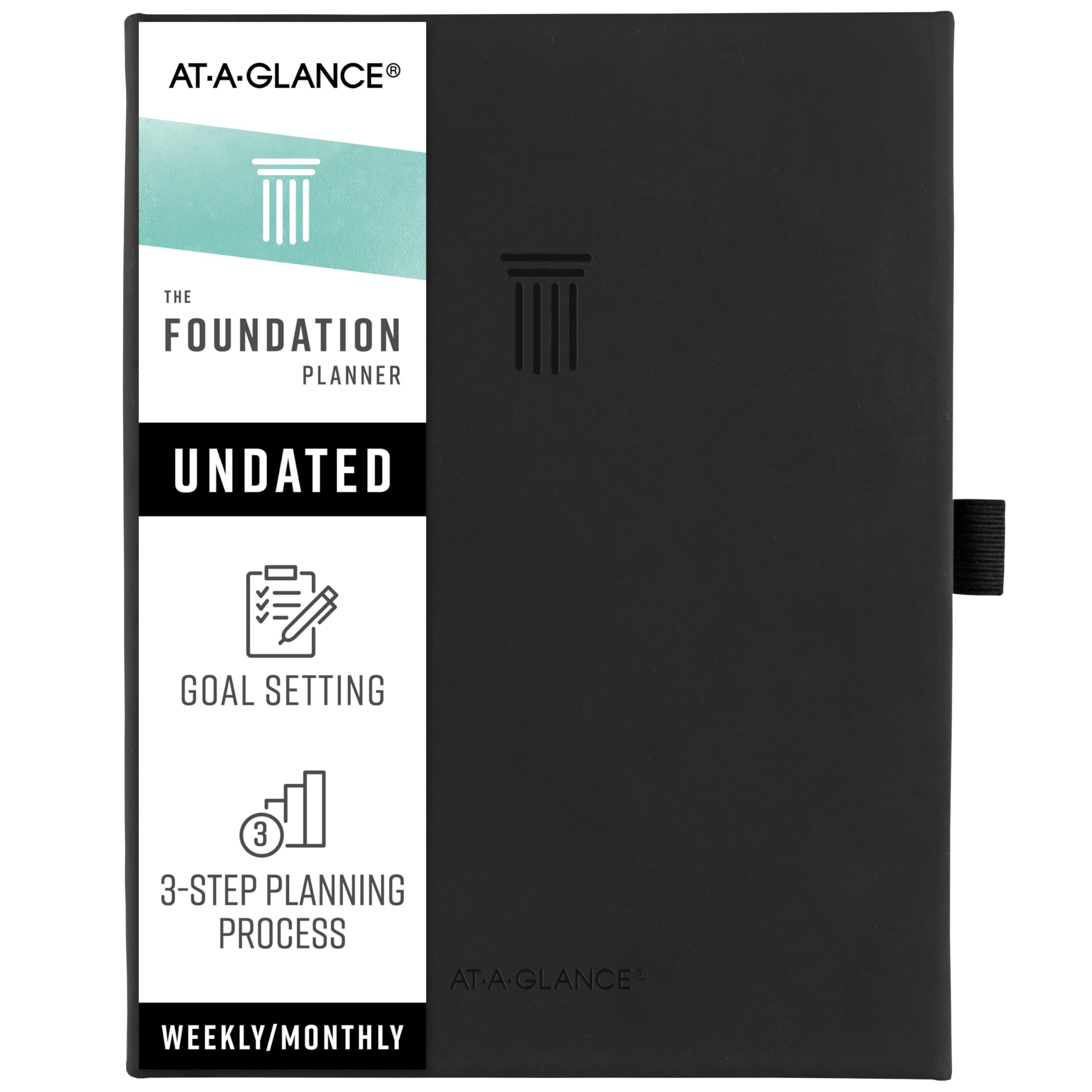 at-a-glance foundation planner, undated inspiration journal, set goals, track progress, create habits, weekly & monthly, small, 5-3/4" x 8-1/4", black (fd-200-05)
