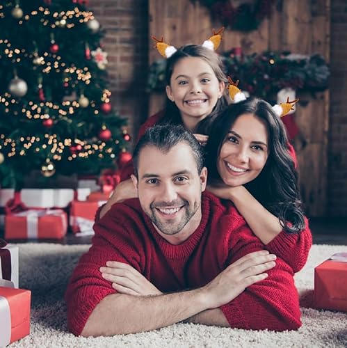 Miniatura 5 de Diadema de cuernos de reno, diadema de Navidad para mujeres y niñas, cuernos de ciervo y orejas