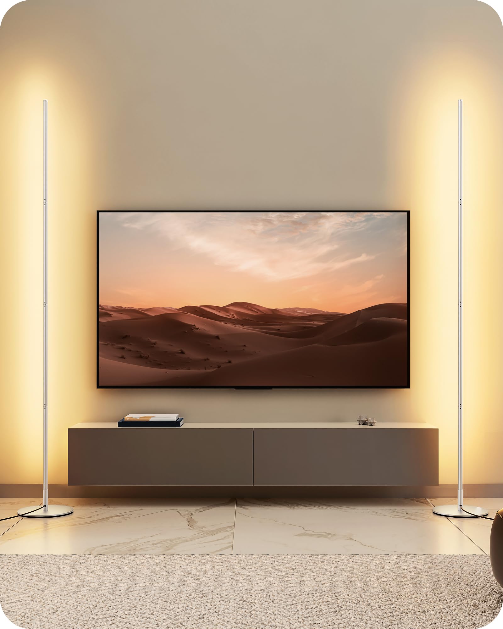 EDISHINE 2 Pack LED Floor Lamp, 146cm Minimalist Dimmable Standing Lamp with Foot Switch, Stepless Dimming