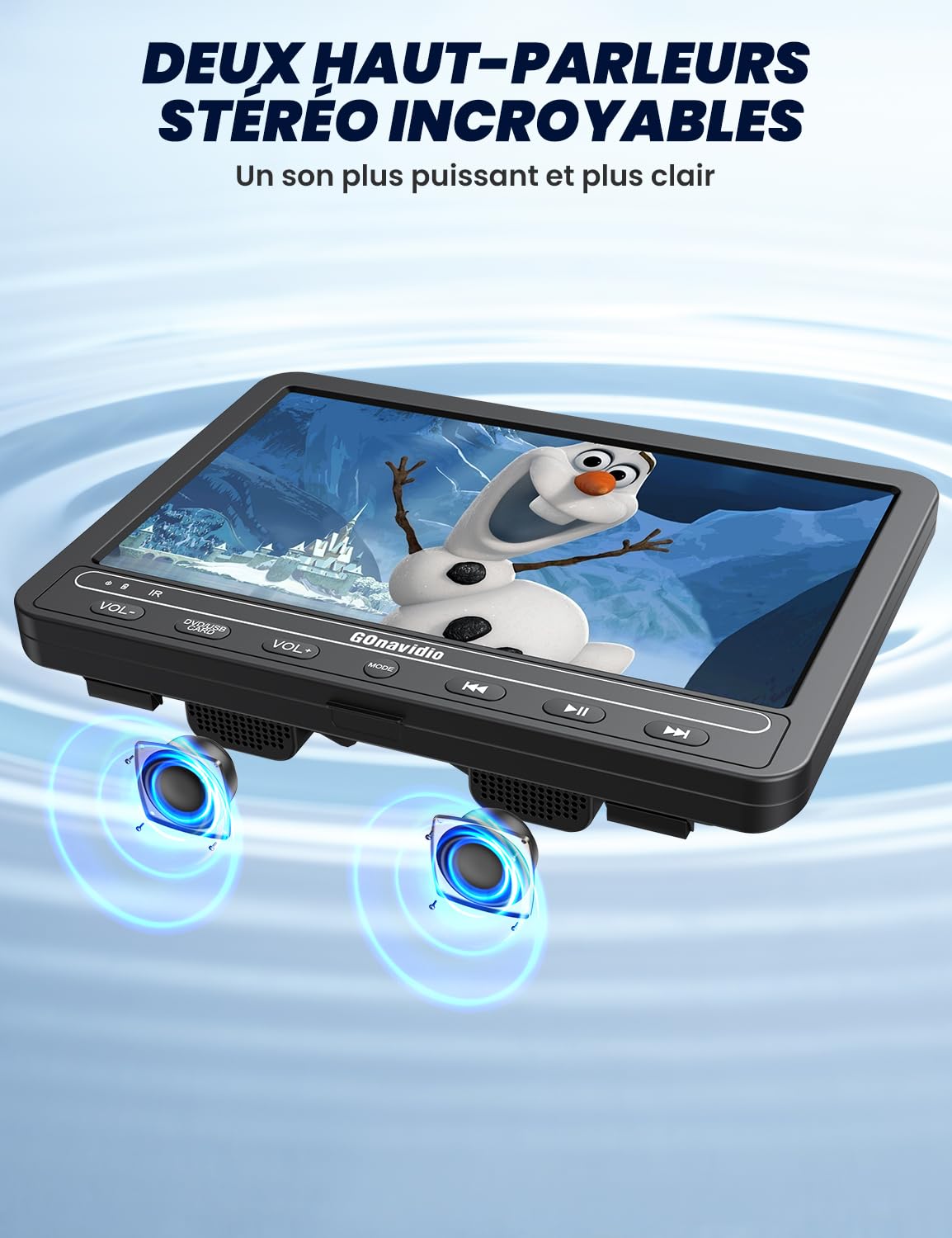 GOnavidio 10.5'' Lecteur DVD Portable HDMI Input, 2 écrans indépendants avec 5 Heures Batterie Rechargeable, Support USB/SD