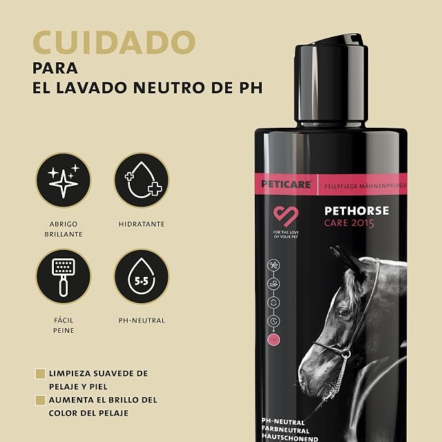 Foto 2 de 7 de Peticare champú para Caballos - Lavado de Cuidado para Todas Las Razas, Cuidado de la Piel con ph Neutro…