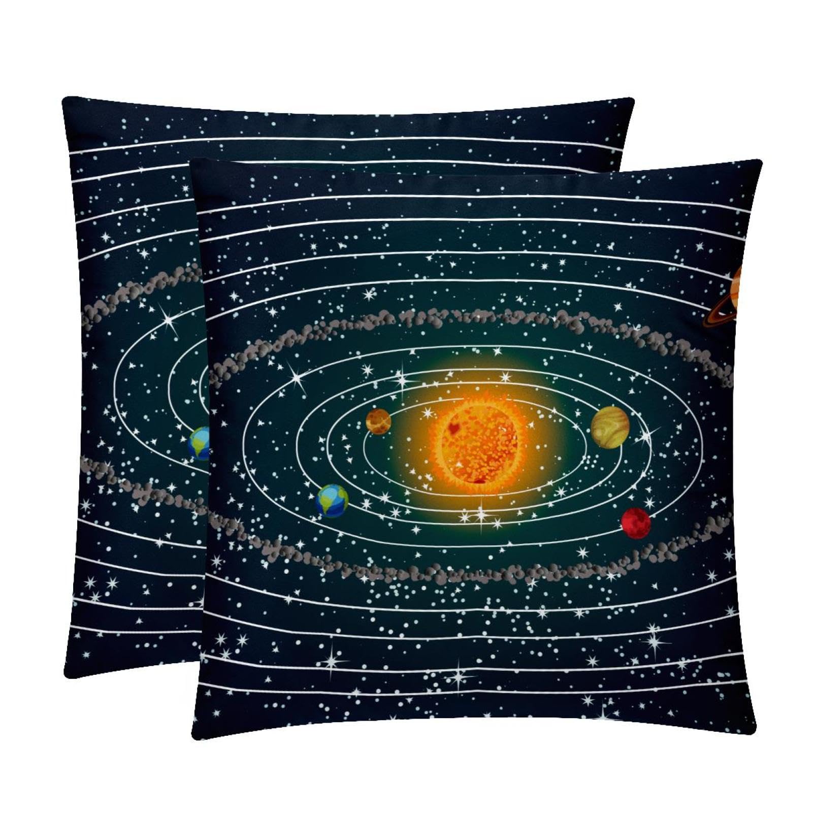 TDGKPZ Space Planets Throw Pillow Covers 2 Pack Pillowcases Soft Cozy Pillow Cases For Couch Bed Sofa 45x45cm