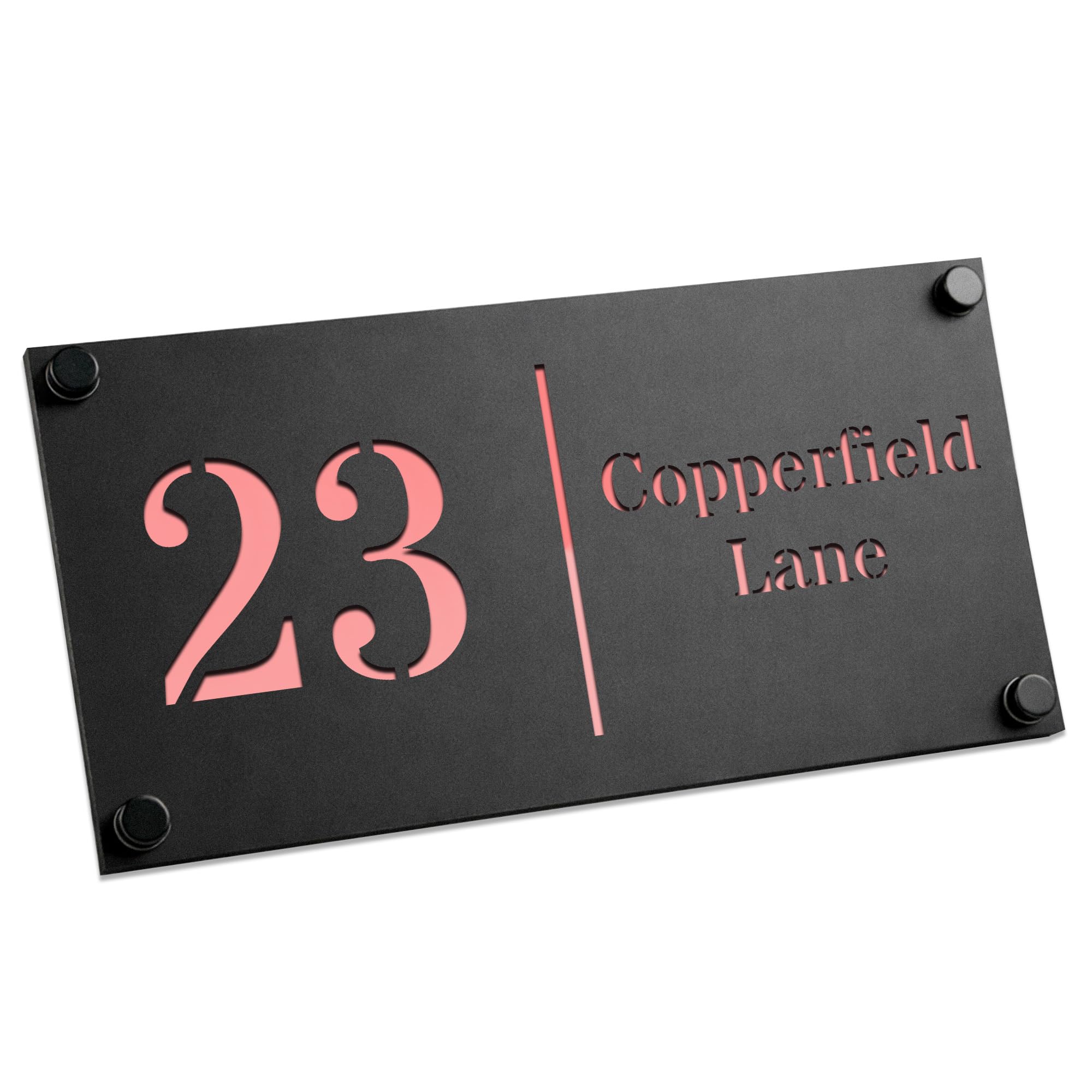 Number Signs Personalised House Plaque Street Address Door Sign House Sign Laser Cut 3d Plaques 280x140mm (Matte Black & Rose Gold)