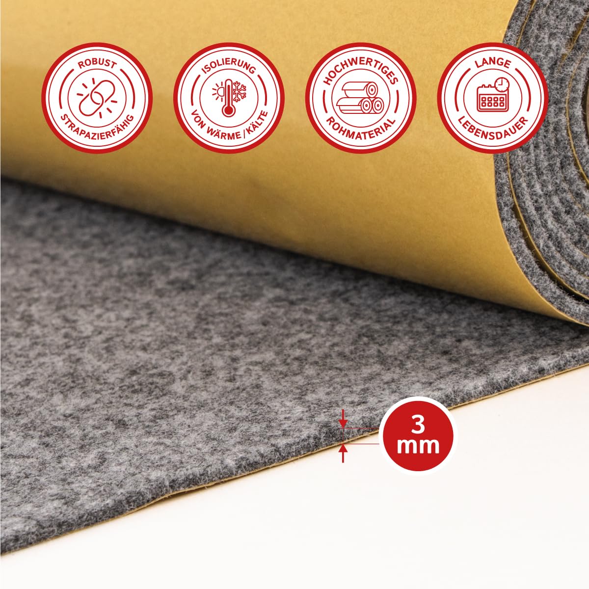 The Felt Store Filc samoprzylepny, towar sprzedawany na metry, do rozbudowy kampera lub rozbudowy wnętrza samochodu, filc igłowany, towar sprzedawany na metry, filc samoprzylepny o grubości 3 mm, (700