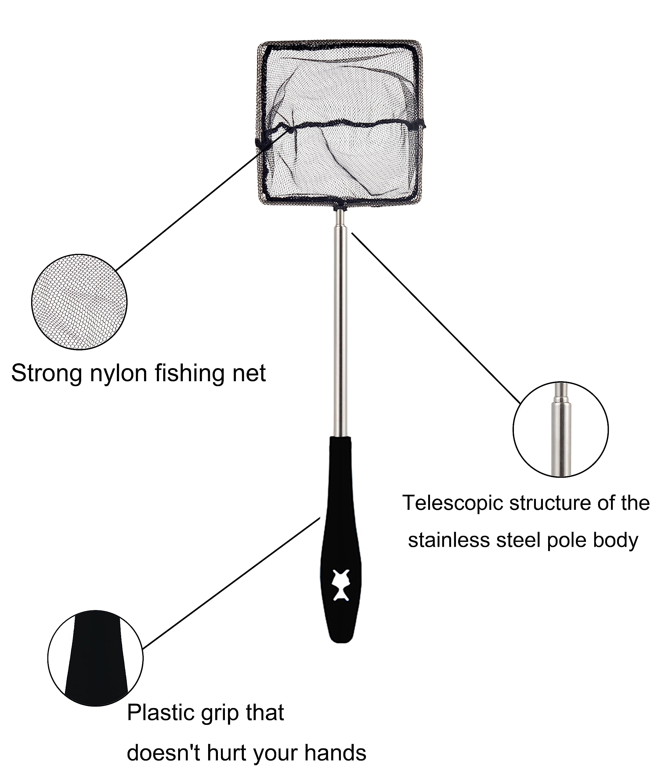 3 Retini Per Acquario - Manico Estensibile 20-48 Cm, Nylon Morbido - Per Pesci E Gamberetti - Foto 8