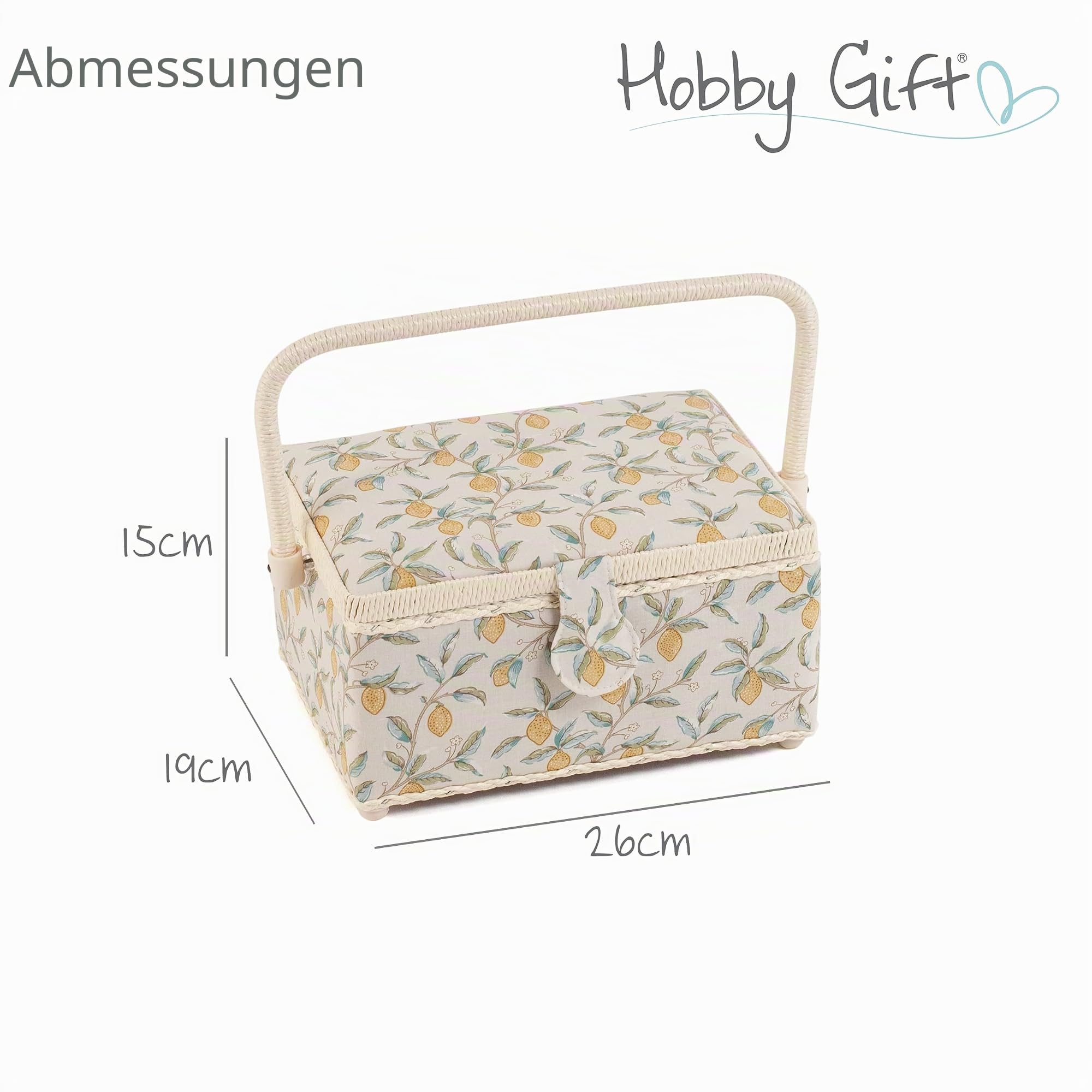 Hobby Gift Medium Näh-Aufbewahrungsbox, Holz/Stoff, Morris Zitronen