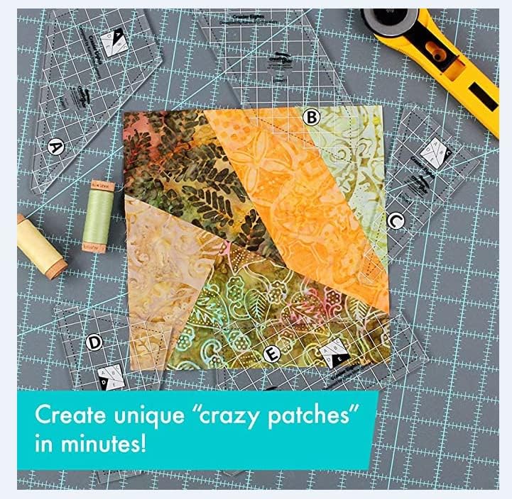 Quilting Rulers, 5 Pack Quilting Ruler Patchwork Templates, Acrylic Free Motion Sewing Rulers Templates, Patchwork Square Ruler for Sewing Machine Cutting Mat
