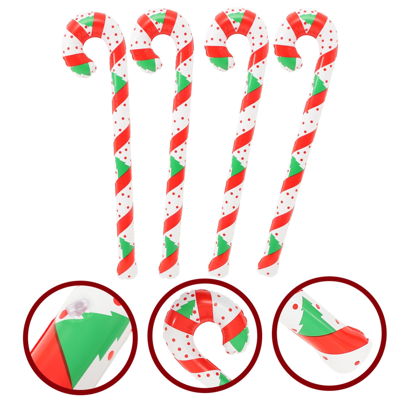 4pezzi di Zucchero Gonfiabili per Decorazioni Natalizie, Palloncini a Forma di Canna di Zucchero, per Addobbi Natalizi e Feste a Tema Ragazzo Ragazza