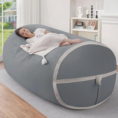Miniatura 39 de HABUTWAY Puf gigante de 2 pies para adultos, con relleno de espuma viscoelástica, puf grande con funda de terciopelo holandés extraíble para sala de