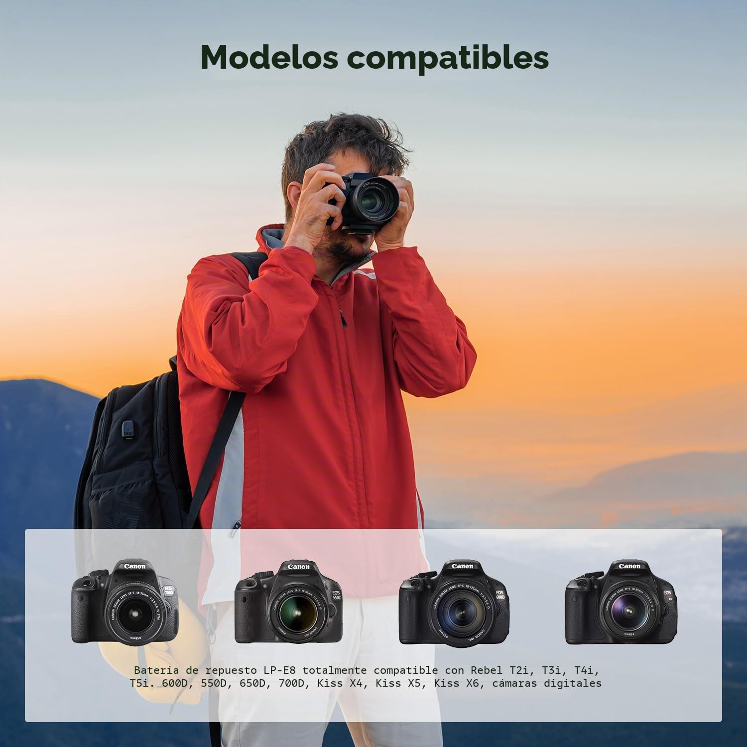 K&F CONCEPT Batería LP-E8 y cargador de batería de doble ranura para cámaras digitales Canon EOS Rebel T3i T2i T4i T5i, EOS 600D 550D 650D 700D, Kiss X4 X5 X6 X7, LC-E8E