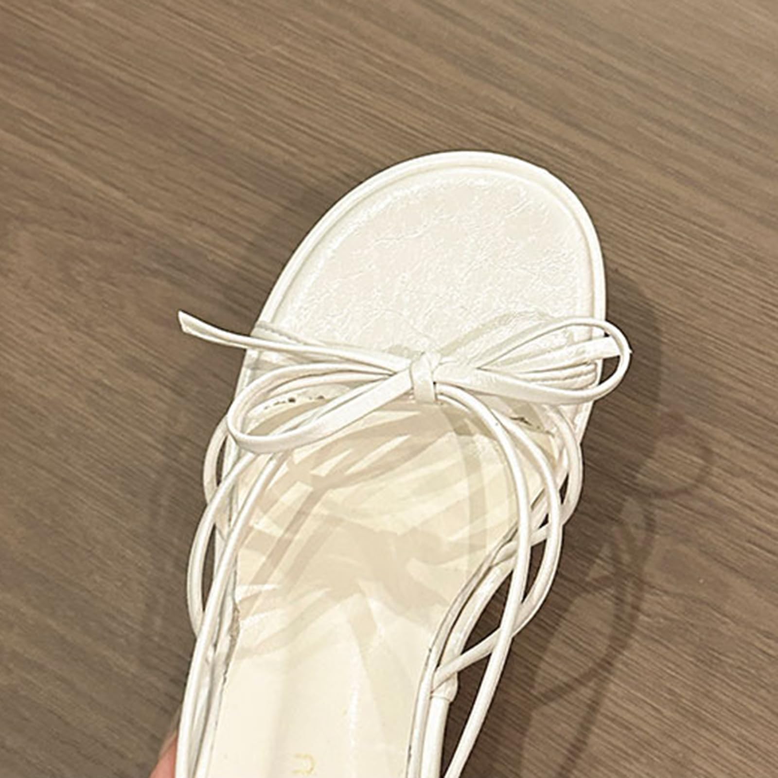 Kapcie damskie białe cienkie paski łuk klin slajdy, 7 cm wysokości podnieś sandały na platformę, sukienka na co dzień buty na wakacje-białe-38