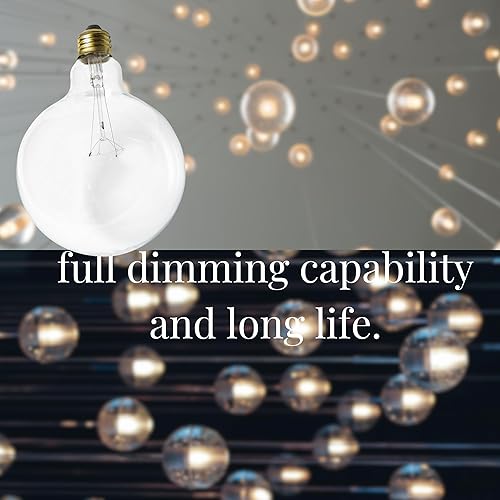 Miniatura 8 de Satco S3011 - Incandescente G40 de 40 vatios transparente 4000 horas nominales promedio 300 lúmenes base media 120 voltios (paquete de 12)