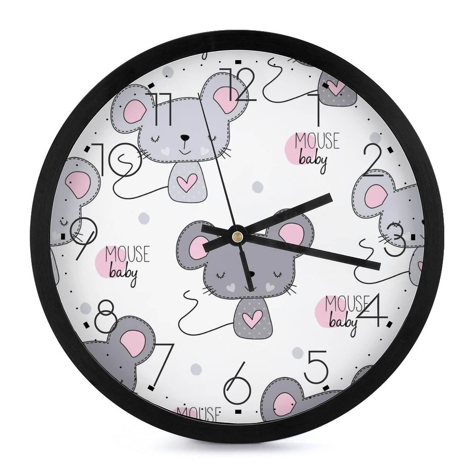 Souris mignonne moderne pendule murale silencieuse contre bruit