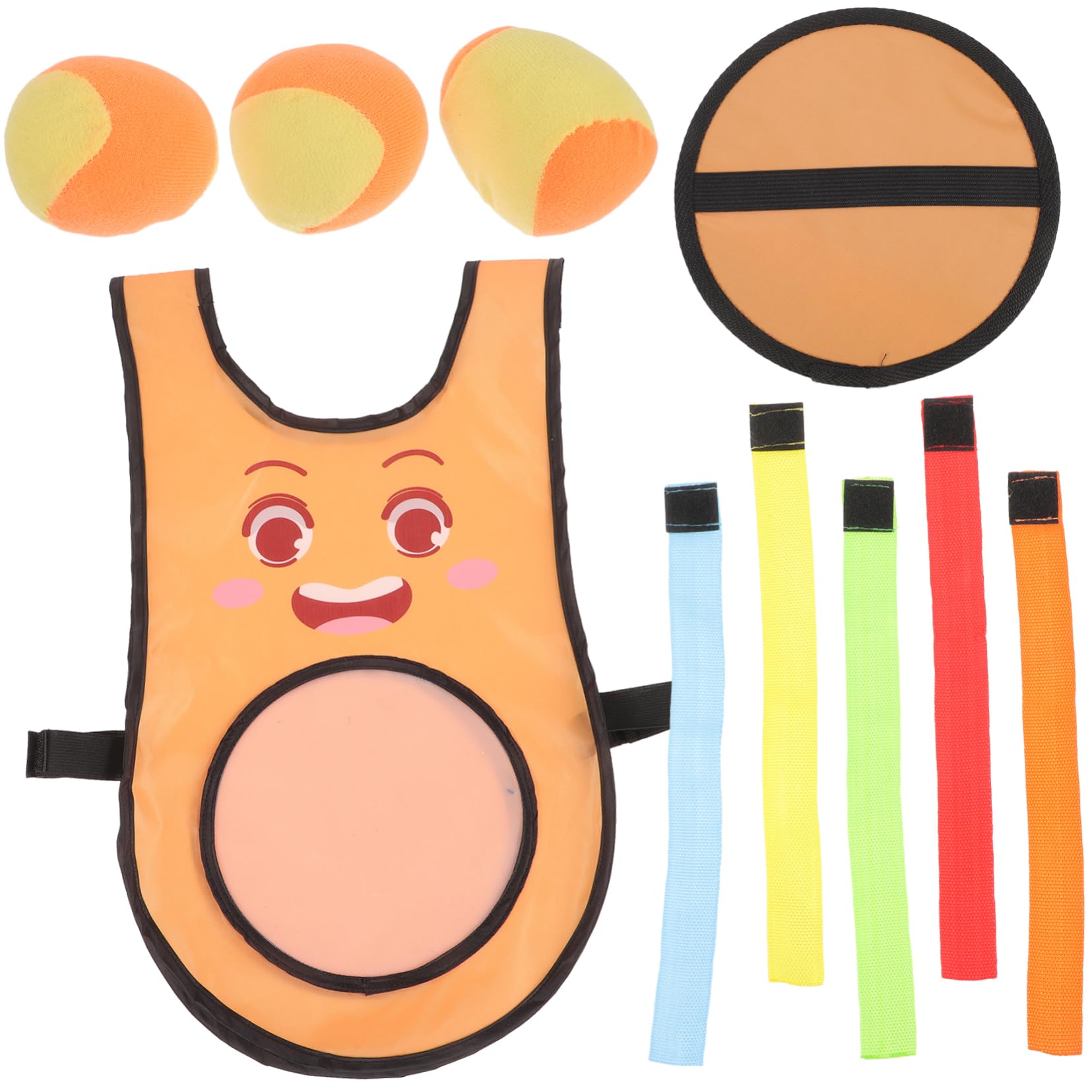 SUPVOX Oggetti di Scena per Giochi schivata con Palla Adesiva per Gilet con Palla appiccicosa Sportiva per l'asilo (Set di Gilet di Espressione-Piccolo Arancione) 10 Pezzi