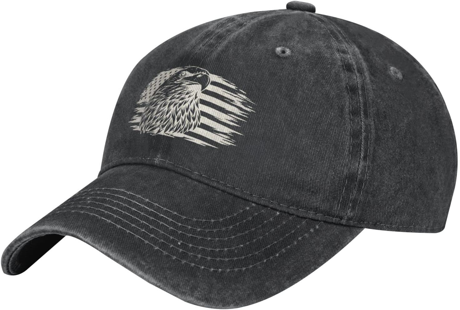 Dancing Funny Skeleton Distressed Adjustable Washed Denim Low Profile Mens Dad Trucker Hat Baseball Ball Cap for Men One Size Eagle Cool Flag Black image 2 of 8 B09YPVKP35