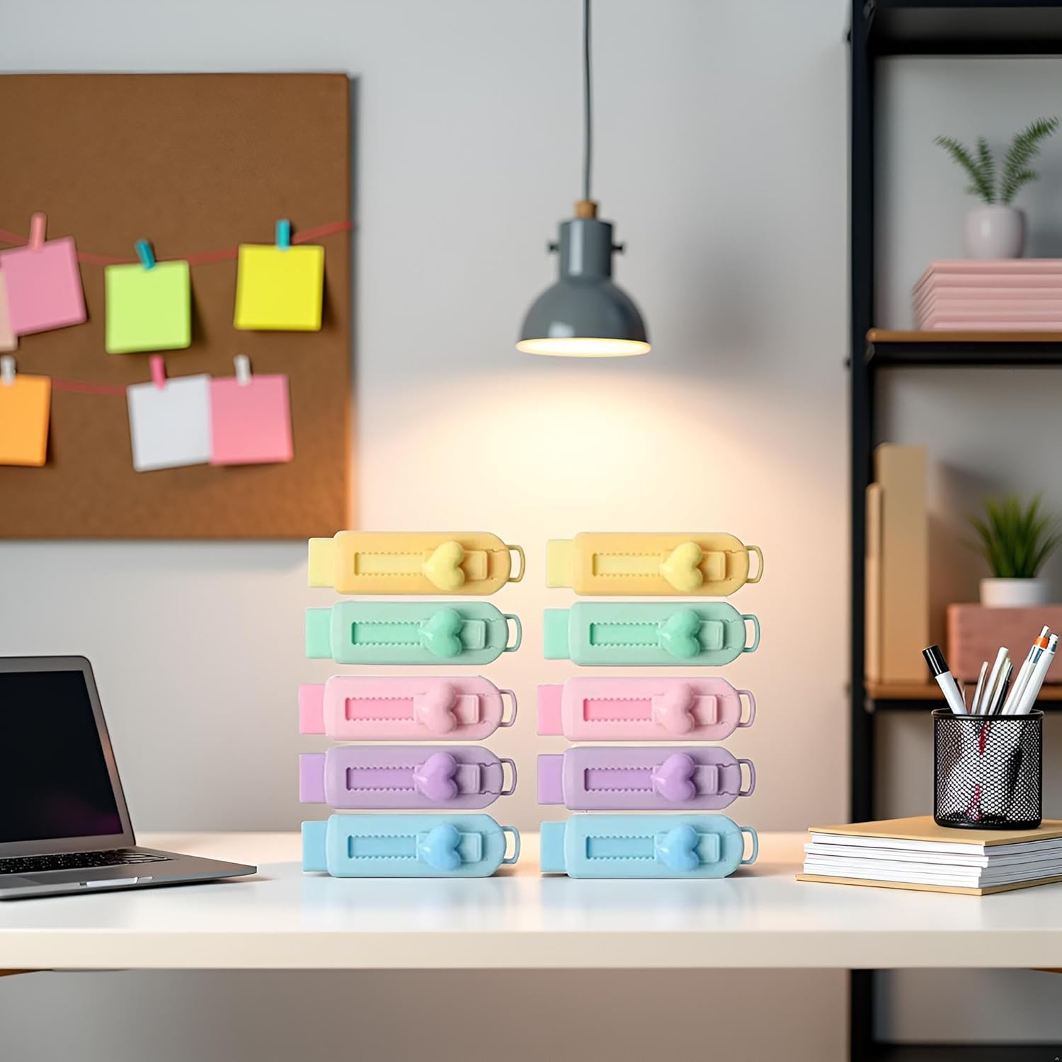 10Pcs Multicolor Sliding Retractable Pencil Eraser with Plastic Sleeve,Large Erasers for School Office,Art Erasers for Drawing,Standard Pencil Erasers,Office Correction Products