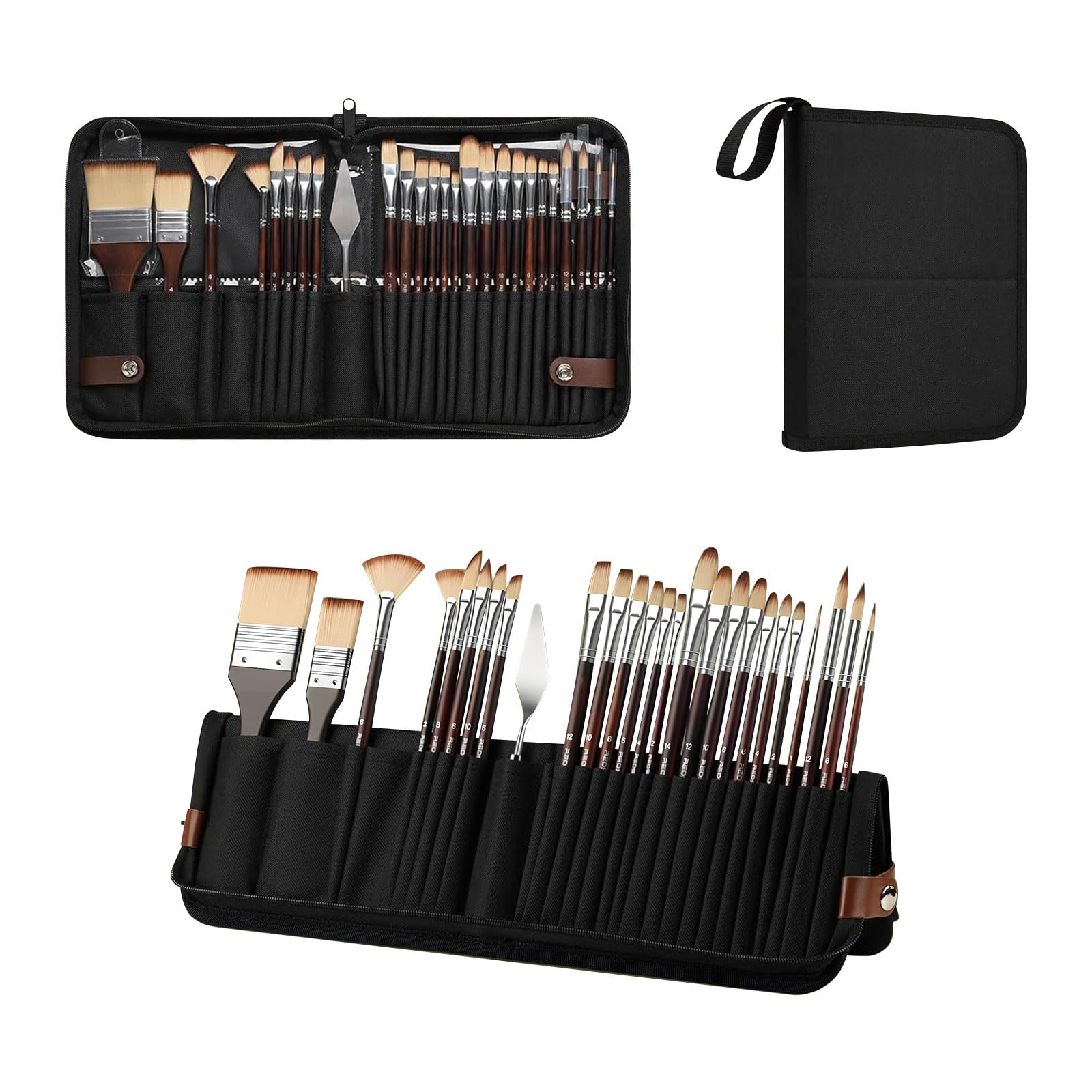 ZBIianxer Compact Portable Fabric Brush Holder Set with Adjustable Compartments for Artists Students and Outdoor Sketching Enthusiasts Lightweight Carrying