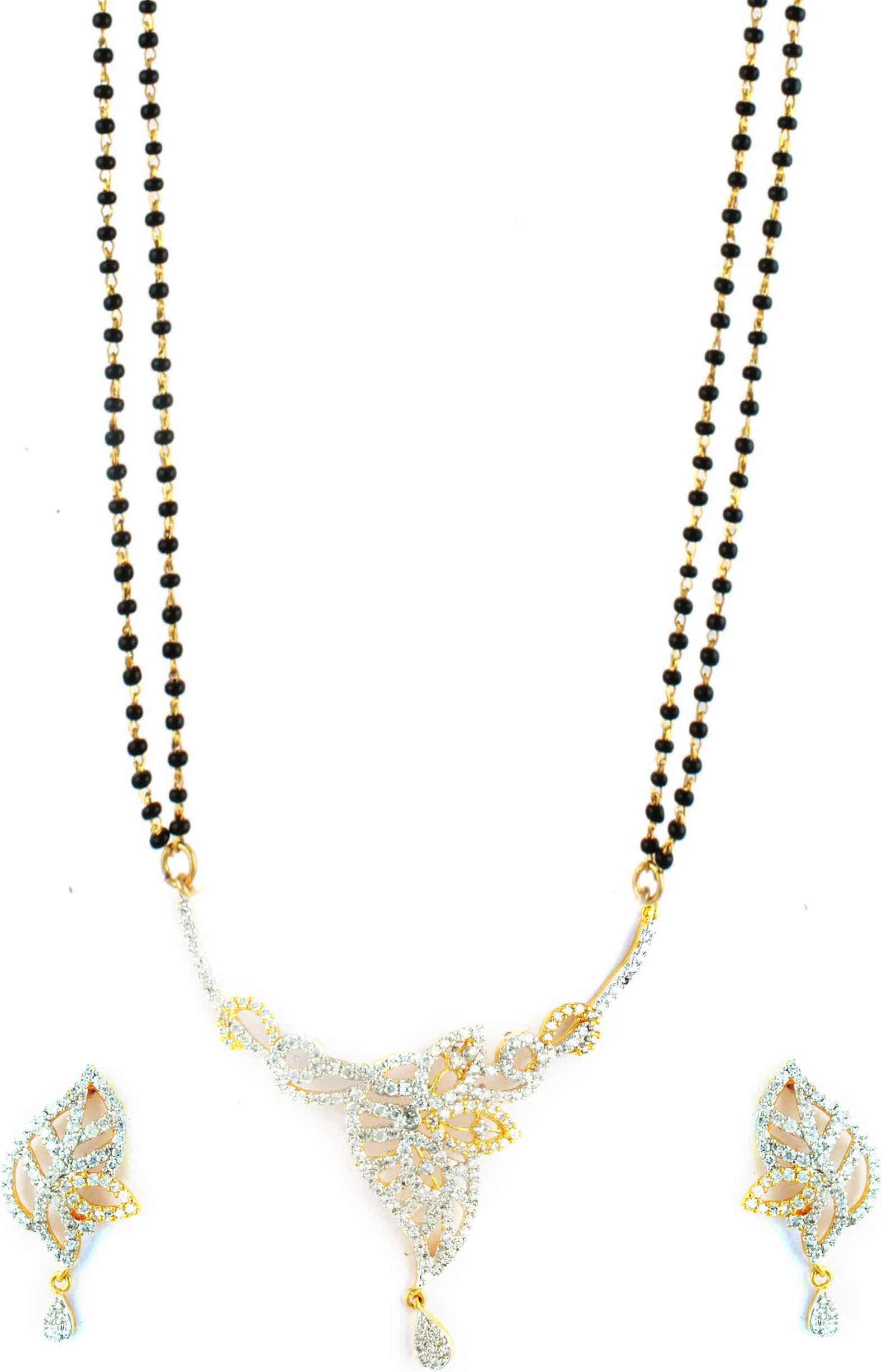 AD CZ Mangal Sutra with Chain in gold rhodium finish - MS10480CL