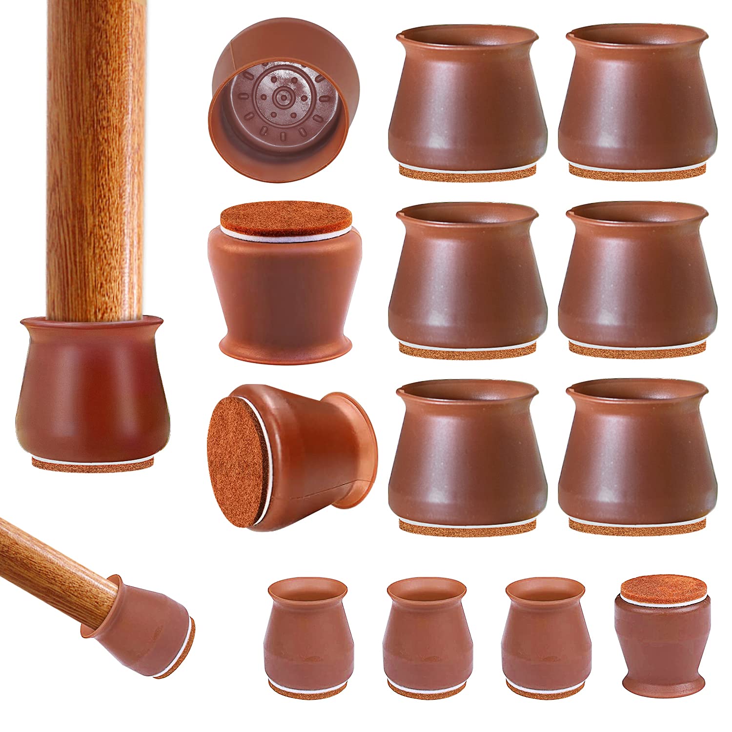 Chair Leg Protectors for Hardwood Floors,32pcs Silicone Chair Leg Caps with Felt, Furniture Feet Covers,Free Moving for Chair Seats, Prevent Floor Scratches and Reduce Noise, 2 Sizes