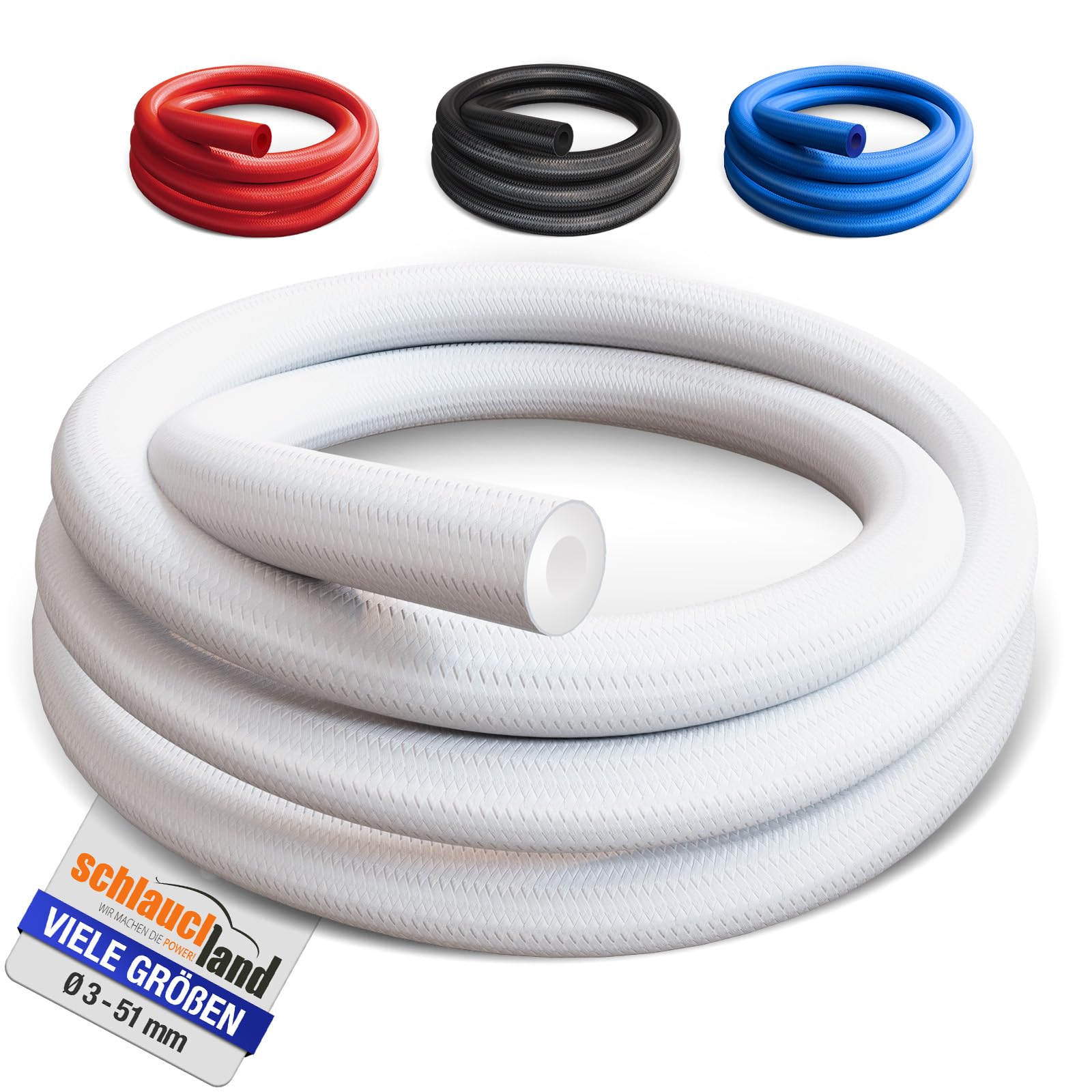 4m PROTEX SILIKON-SCHLAUCH Ø 25x34mm weiss 180°C | GROSSE AUSWAHL | Silikonschlauch Universal Schlauch Luft Wasser Silikon Gewebe-Mantel Gummi Lebensmittel-tauglich FDA Getränke | PREMIUM