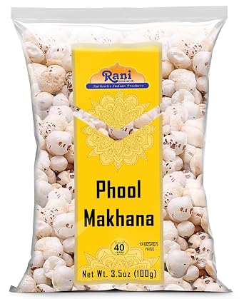 Rani Jumbo Phool Makhana (Fox Nut/Popped Lotus Seed) Plain Raw Uncooked 3.5oz (100g) ~ All Natural | Vegan | No Colors | Gluten Friendly | NON-GMO | Indian Origin