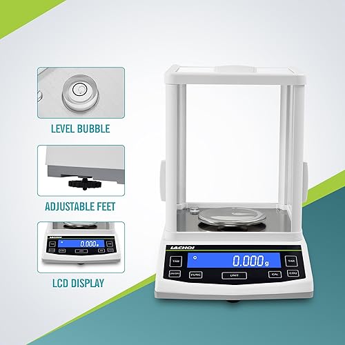 Miniatura 6 de LACHOI Báscula de laboratorio de 0.001 gx500 g, escala de alta precisión, 0.00 oz, precisión de laboratorio, equilibrio analítico digital,