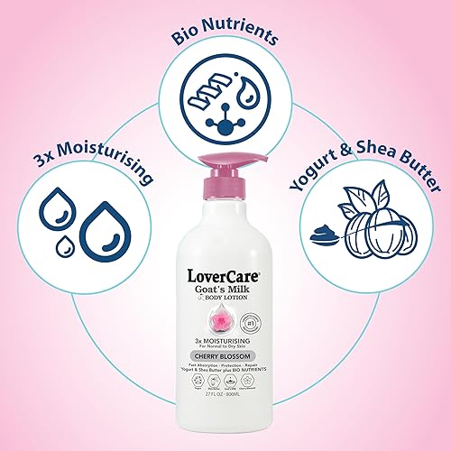Miniatura 3 de Combo de leche de cabra hidratante Body Wash Crema de ducha Cherry Blossom 40.7 fl oz Loción corporal de leche de cabra con flor de cerezo 27 fl oz