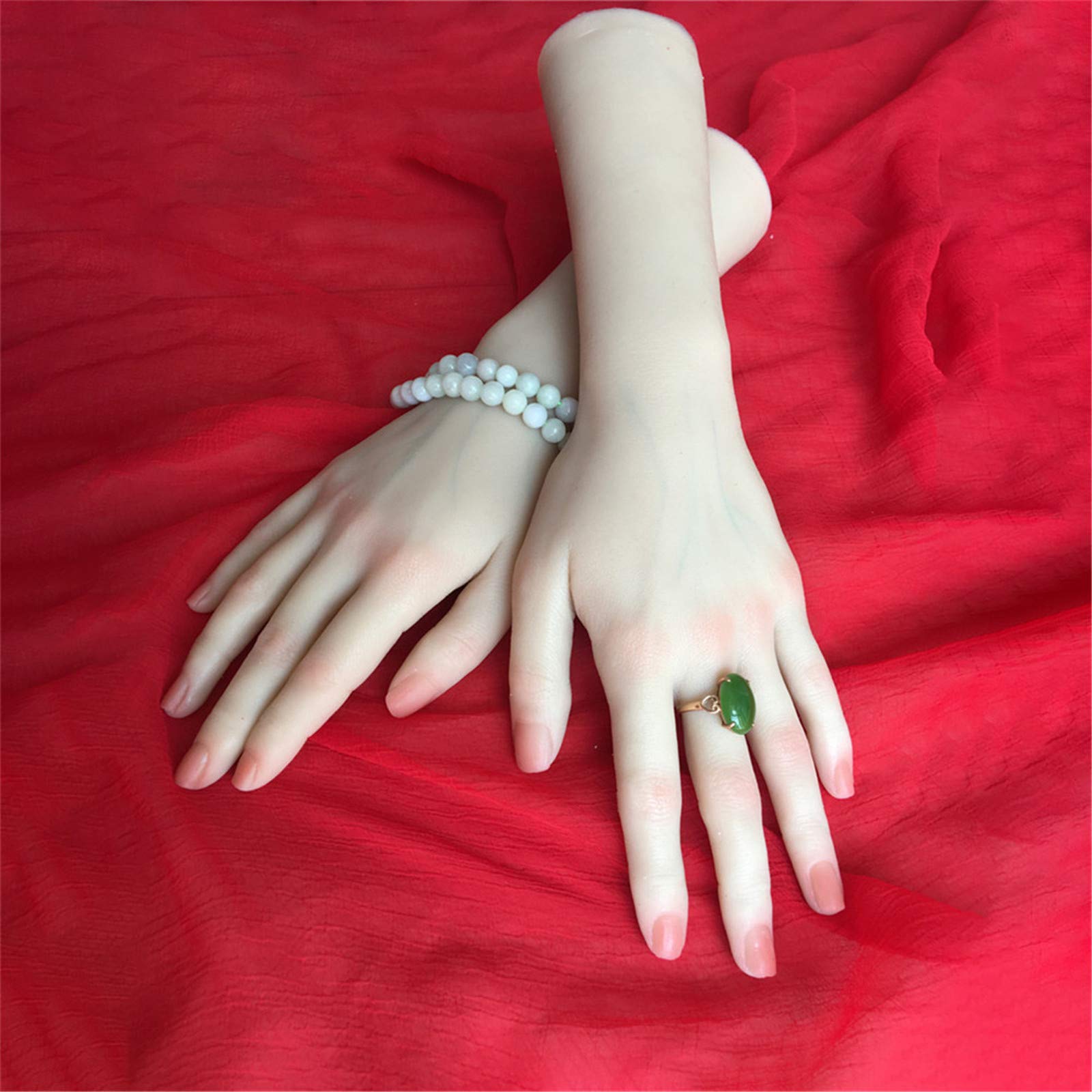 Silicone Lifelike Mano Morbida Mani finte Mani Guanti Femminili in Silicone realistici Orologi Manichino con Display ad Anello Modello Mani finte,A Left Hand
