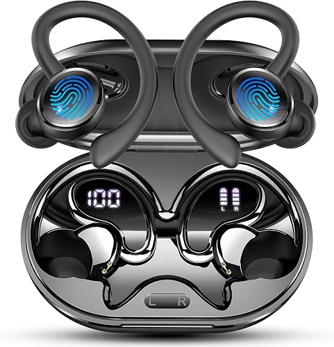 Wireless Earbuds, Bluetooth 5.4 Headphones, 75H Deep Bass Sound, Earhook