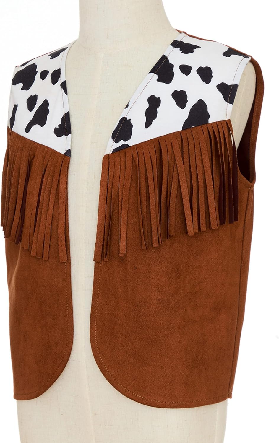 Déguisement Cowboy Enfant – Gilet Sans Manches à Franges Style Western – Pour Carnaval, Halloween, Fête Déguisée 3-16 Ans