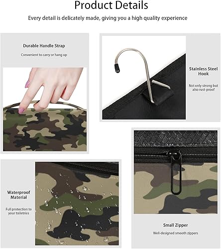 Miniatura 5 de Neceser colgante portátil para colgar bolsas de maquillaje de viaje, bolsa de cosméticos grande impermeable, kit de aseo de viaje para mujeres y