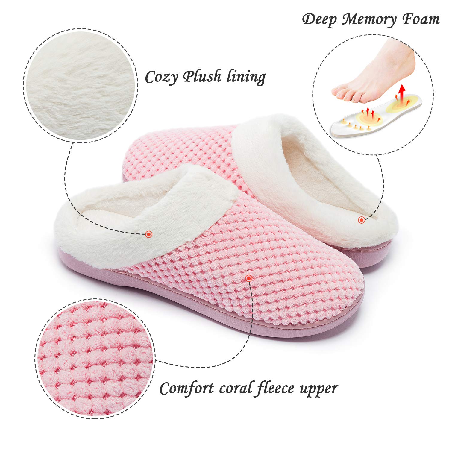 Kuako Inverno Pantofole Donna Peluche Ciabatte Caldo Comode Scarpe da Casa Antiscivolo Memoria Schiuma Pantofole Interno Esterno