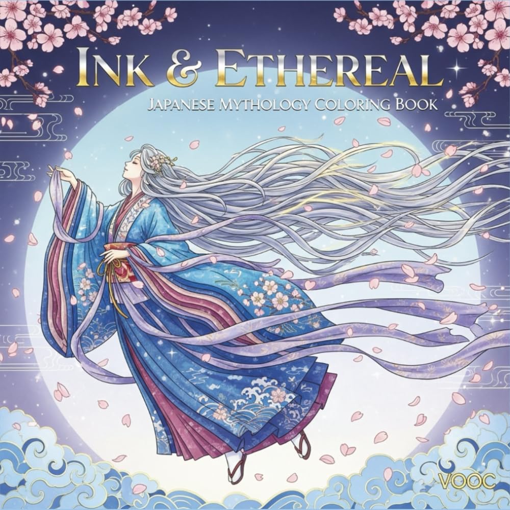 Ink & Ethereal: Japanese Mythology Coloring Book for Adults Featuring Celestial Spirits - 40 Intricate Manga-Style Illustrations of Legendary ... (Anime Coloring Books - Craft Your Calm)
