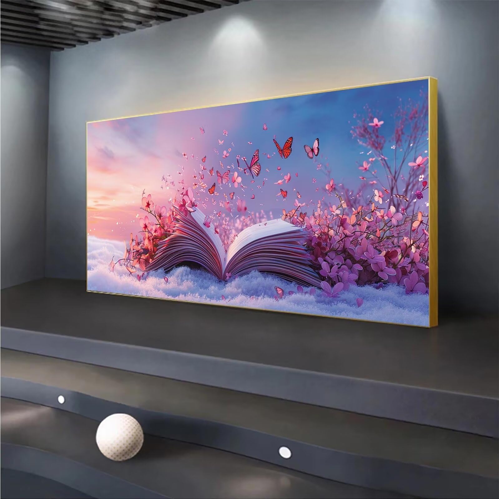 5D DIY Diamond Painting, Offenes Buch Diamond Painting XXL Erwachsene Groß 60x140cm, Diamond Art Blumensprache Diamant Painting Bilder Kinder Anfänger, Dimondpaintin Geschenke für Frauen, Wand Deko