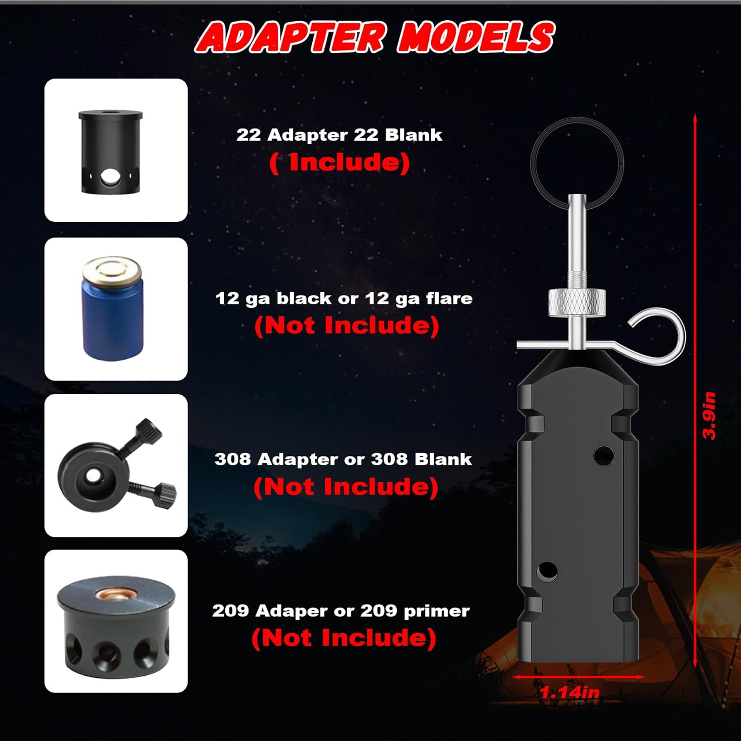 Perimeter Trip Alarm with with 22 Cal Loads Adapter, 12 Gauge Camping Trip Wire Alarm Camp Safe,Early Warning for Camping and Property Safety/Bear Deterrent (with Wire)