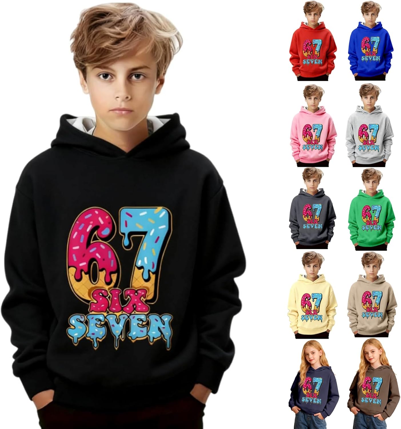 Sweat à Capuche Enfant Yoshi - Manches Longues - Mixte Filles/garçons - Tissu Polyester Doux
