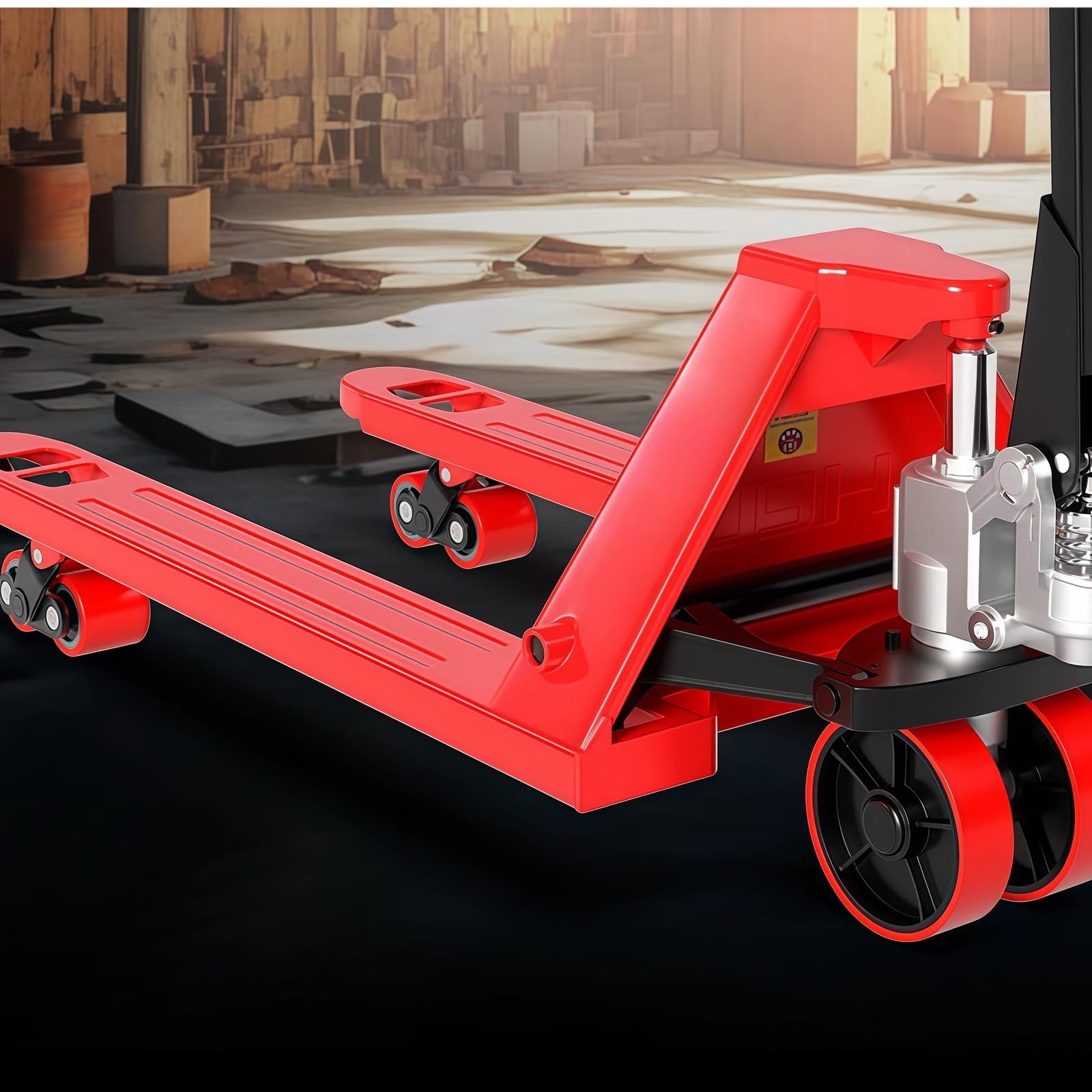 Gabelhubwagen Manueller Palettenheber mit Dual-Release-System for industrielle Ladevorgänge Lager(2000kg,Groß)