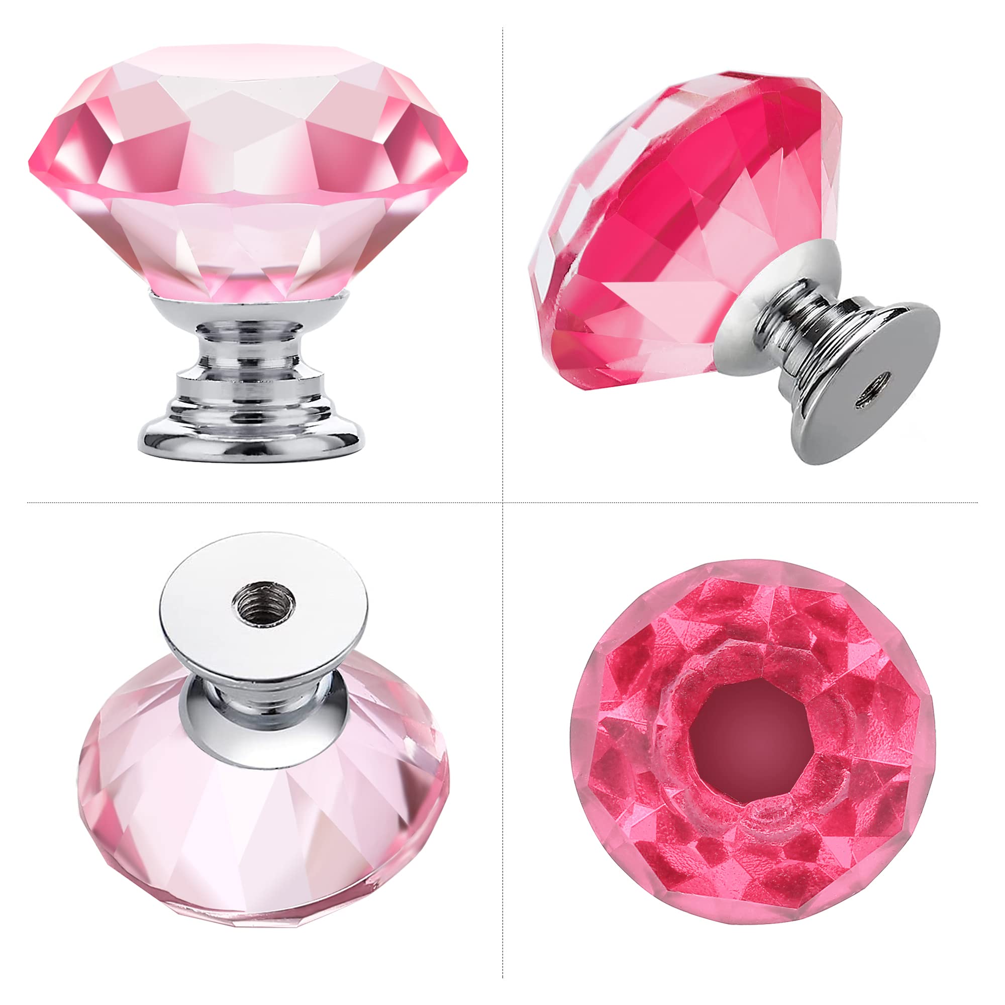 pink diamond dresser knobs One World Kids Diamond Pink Set of 4 Drawer Knobs FREE SHIPPING