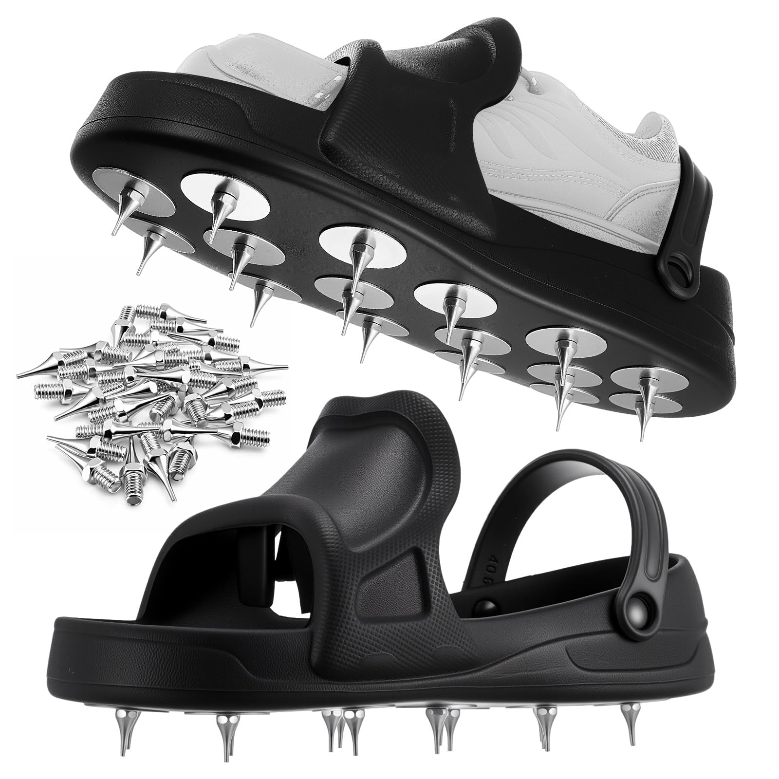 Zapatos de estilo afilado con pinchos para revestimiento de suelos epoxi con talón, picos reemplazables, diseño sin cordones, grandes, para caminar de forma segura sobre compuestos de