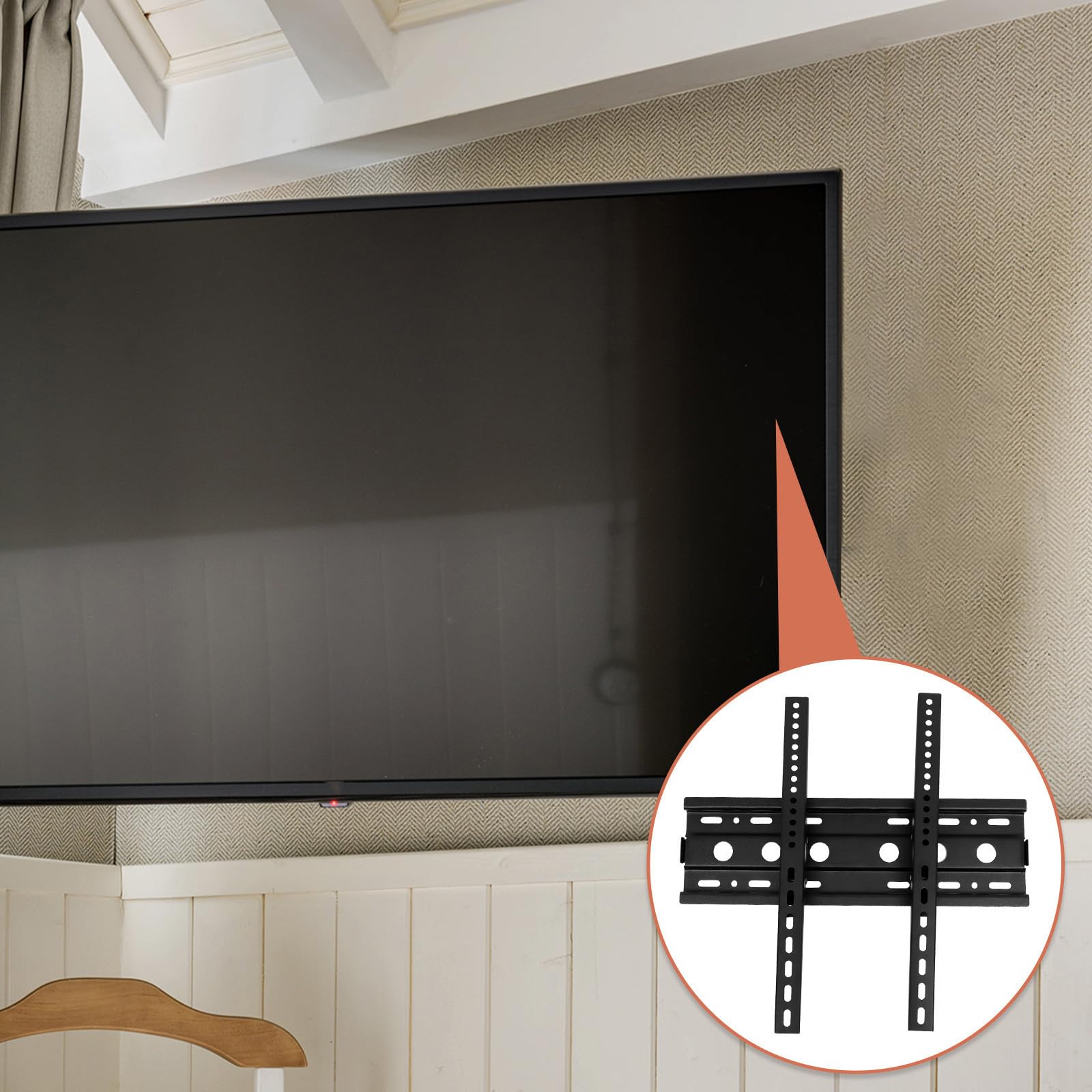 Supporto da Parete per Tv in Acciaio Nero Capacità di Carico Elevata e Profilo Basso per Soggiorno e Camera da Letto