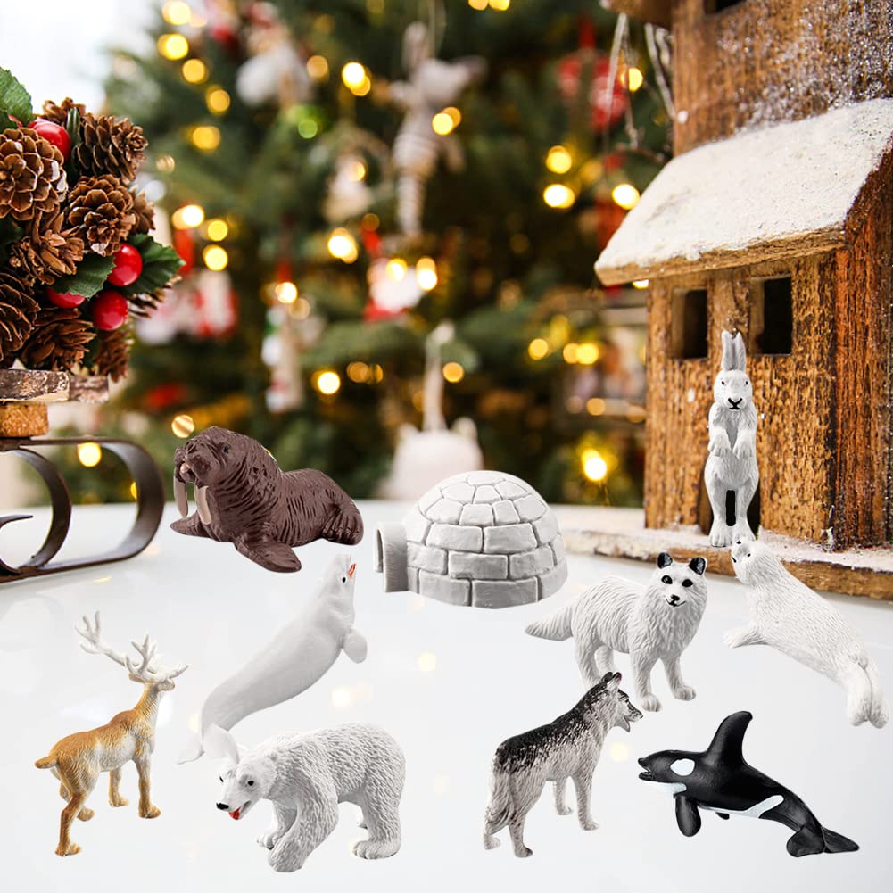 Set 10 Statuine Animali Artico In Plastica - Pinguini, Orsi Polari, Decorazioni Invernali E Torte